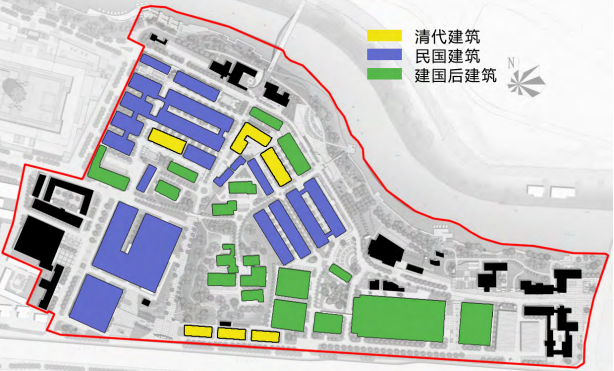南京1865創(chuàng)意產(chǎn)業(yè)園各時期建筑分布