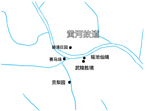 圖3 賽馬場(chǎng)及梨園分布圖 圖3 賽馬場(chǎng)及梨園分布圖